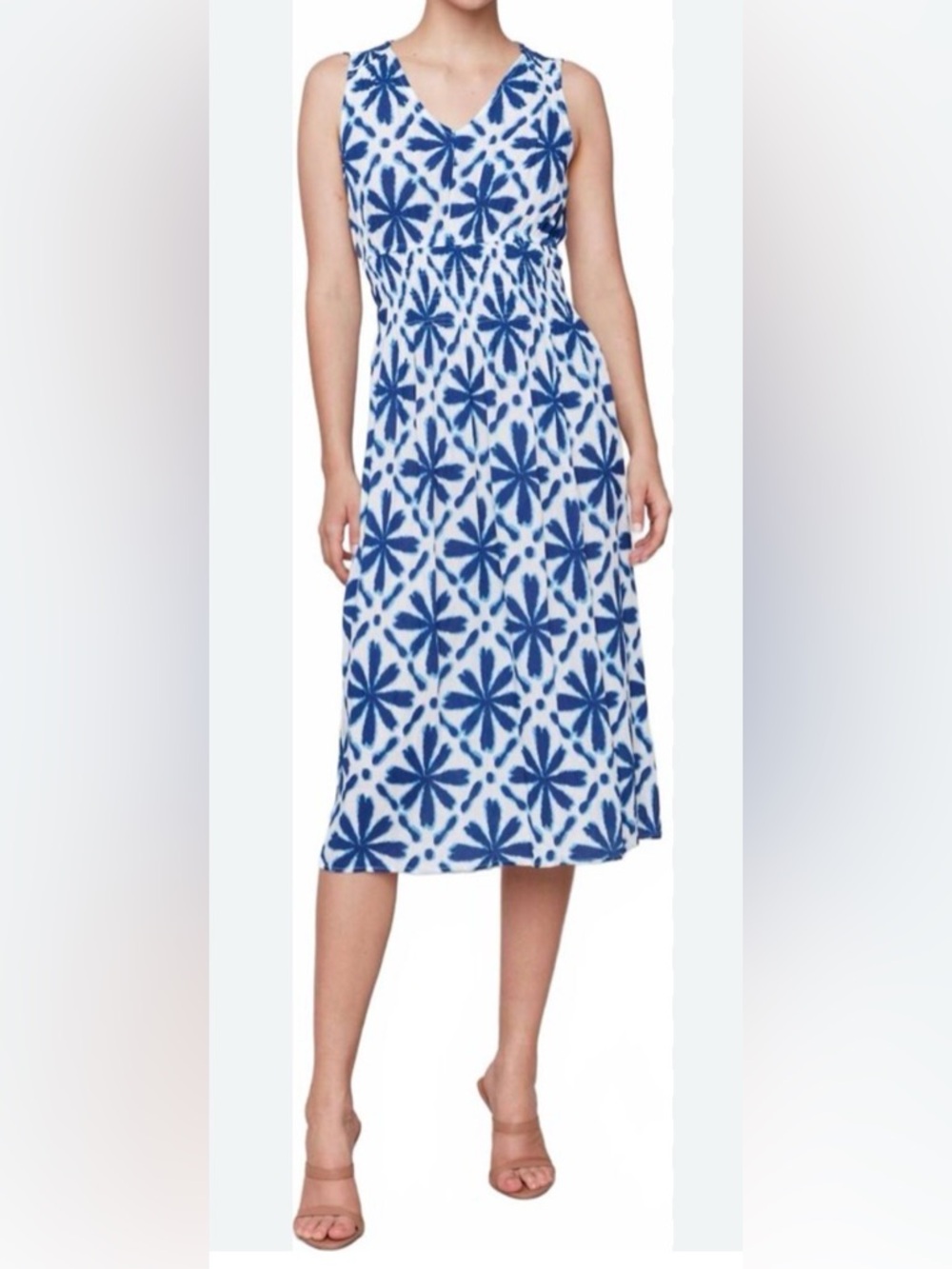 Charlie B Blue Floral Sleeveless Midi Dress | Size Small | EUC